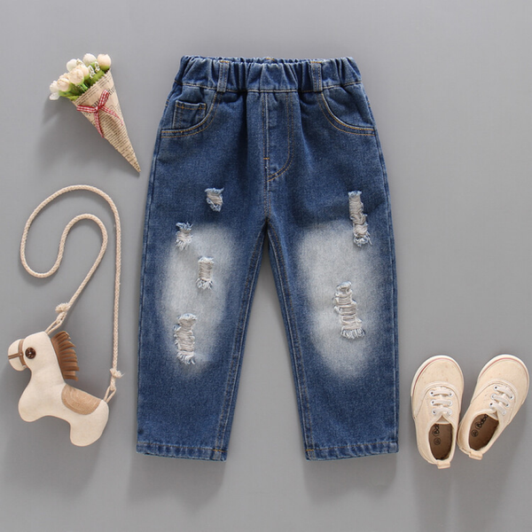 Boys Sping Autumn Denim Ripped Pants Set Boy Clothes Wholesale