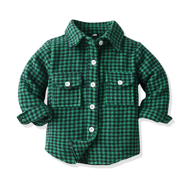 Spring and autumn children's long sleeved plaid shirt Wholesale Kids Clothing