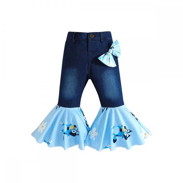 INS girls' summer denim flared pants Wholesale Girls Clothing