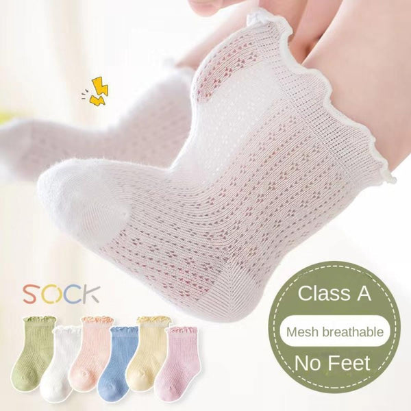 2PCS baby socks summer thin mesh cotton socks breathable spring and autumn newborn baby loose socks class a medium cotton socks Baby Wholesale Clothes