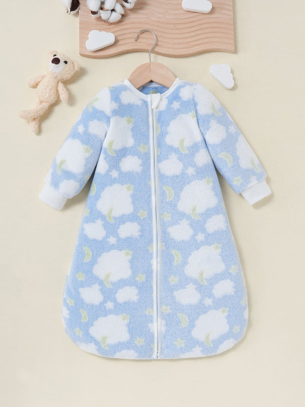 Mommbaby plush insulation double zipper cute cotton print sleeping bag hidden zipper fall winter Baby Wholesale Clothes