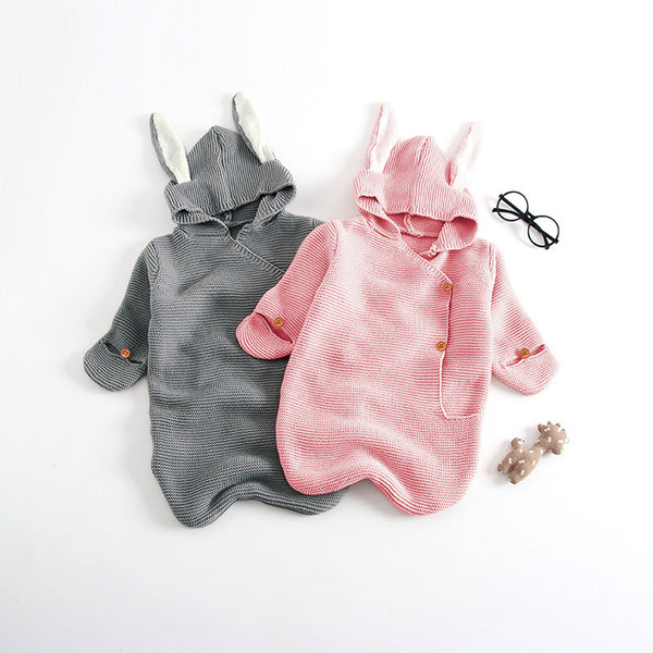 Baby Autumn And Winter Bunny Style Solid Color Knitted Sleeping Bag Holding Blanket Baby Blankets Wholesalers