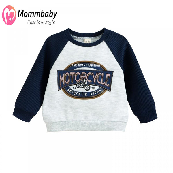 Mommbaby Autumn/Winter Boys American Style Splicing Sweatshirt Trendy Printed Sweatshirt Kids Clothes