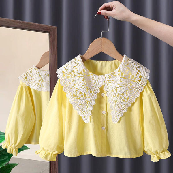 Girls Lace large Lapel Shirt Wholesale Girl Clothing