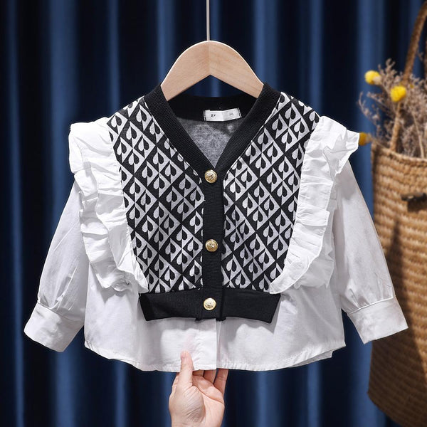 Girls Long Sleeve Patchwork Top Childrens Clothing Suppliers