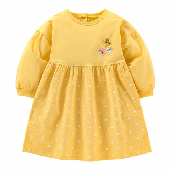 Autumn Long Sleeve Round Neck Girls Dress Wholesale