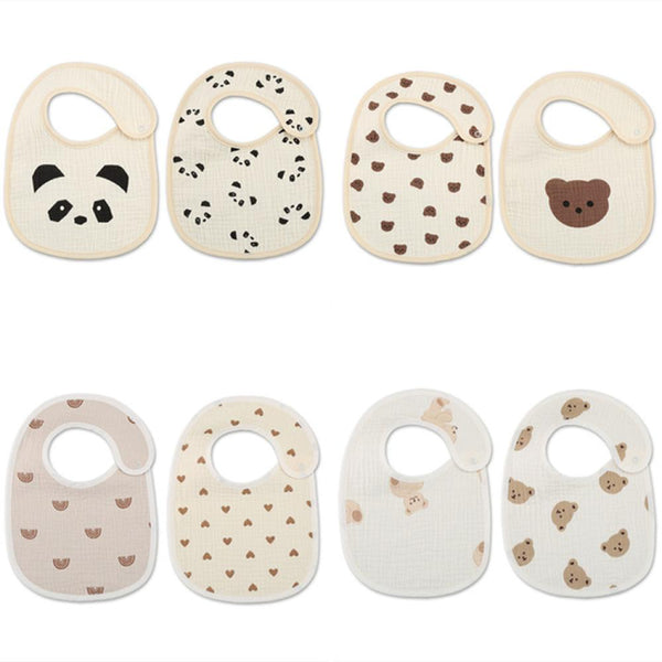 Newborn Baby Bibs Cotton and Bear Printed Saliva Towel Wholesale