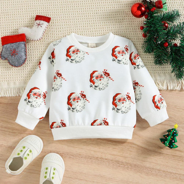 Christmas Boys Autumn Winter Round Neck Print Sweater Top Wholesale Boys Clothes