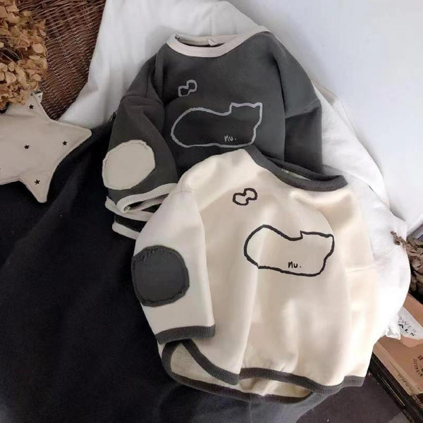 Kitten Fleece Sweater Children's Cartoon Sweater Casual Pullover Wholesale Kids Clothes