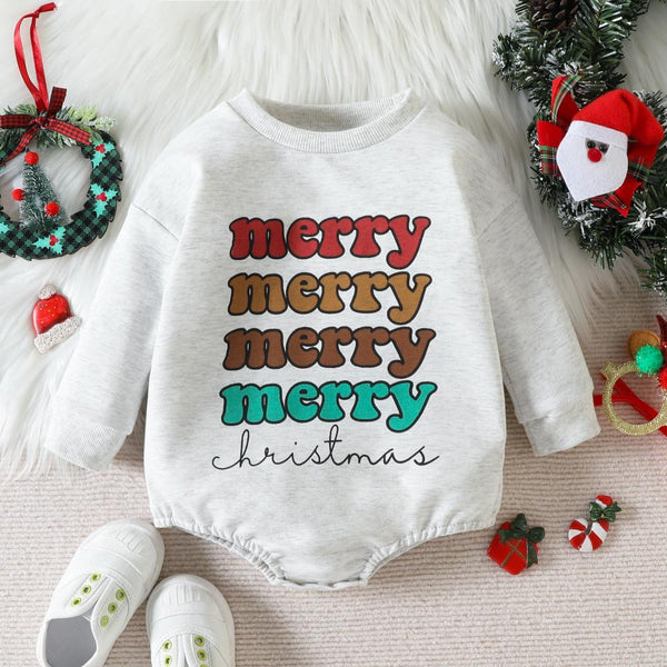 New Baby Christmas Autumn Letter Print Romper Wholesale