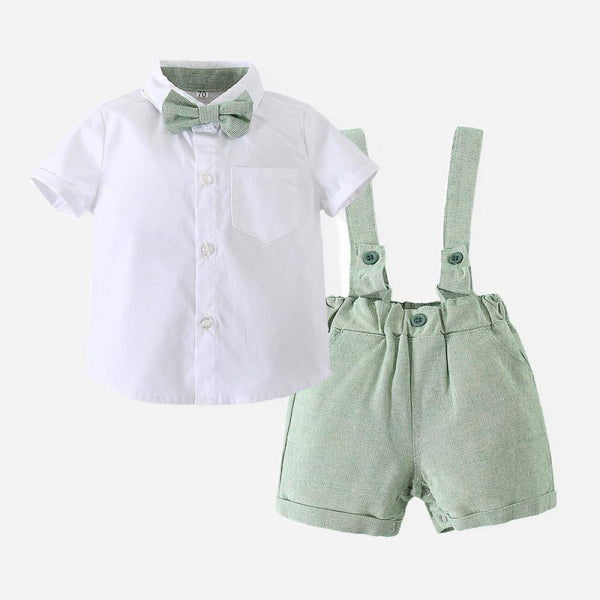 Summer New Boy Short Sleeve Shirt Strap Shorts Set Wholesale Boys Clothes