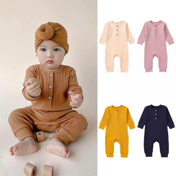 Unisex Autumn Solid Color Cotton Romper Baby Clothes Wholesale