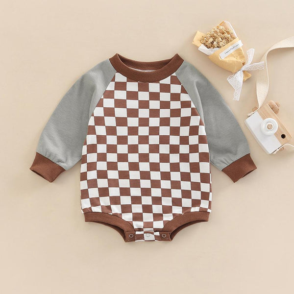 0-2T Baby Autumn Plaid Long-sleeve Romper Wholesale Baby Clothes