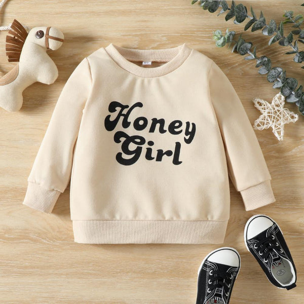 Litter Children Autumn Letter Print Top Wholesale Kids Clothes