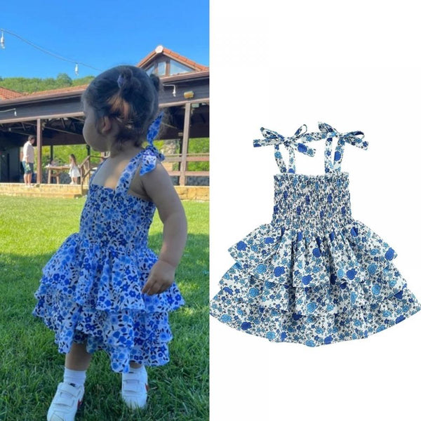 Summer Girl Cute Floral Suspender Dress Wholesale Girls Dress