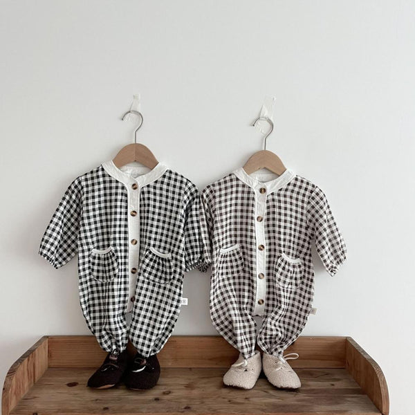 Autumn/Spring Unisex Baby Plaid Romper Wholesale Baby Clothes