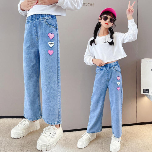 Toddler Girls Denim Wide Leg Pants Spring Autumn Wholesale