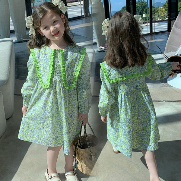 Girls Spring Autumn Long Sleeve Floral Dress Girls Wholesale Dresses