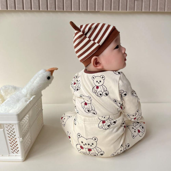 Autumn Printed Long-sleeved Cute Bear Bottoming Shirt Set Baby Clothes Wholesale