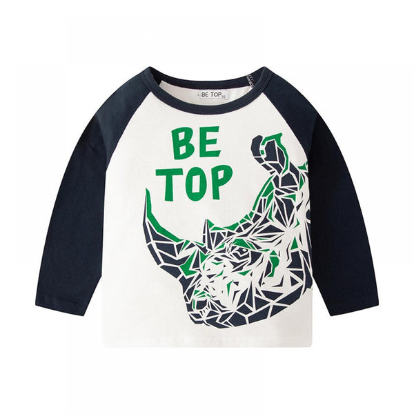 Spring and Autumn Cartoon Printed Long Sleeve T-Shirt Boys Cotton Top Wholesale Boys Clothes