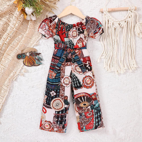 Summer Girls National Style Waist Slim Jumpsuit Wholesale