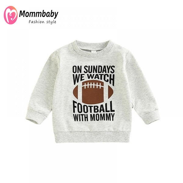 Mommbaby Autumn Children's Alphabet Rugby Print Sweatshirt Kids Clothes