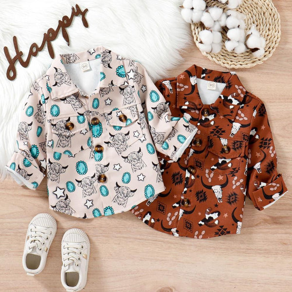 Little Boy Autumn Print Shirt Wholesale Boys Clothes