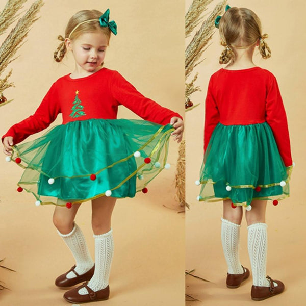 Autumn Christmas Girls Mesh Dress Wholesale