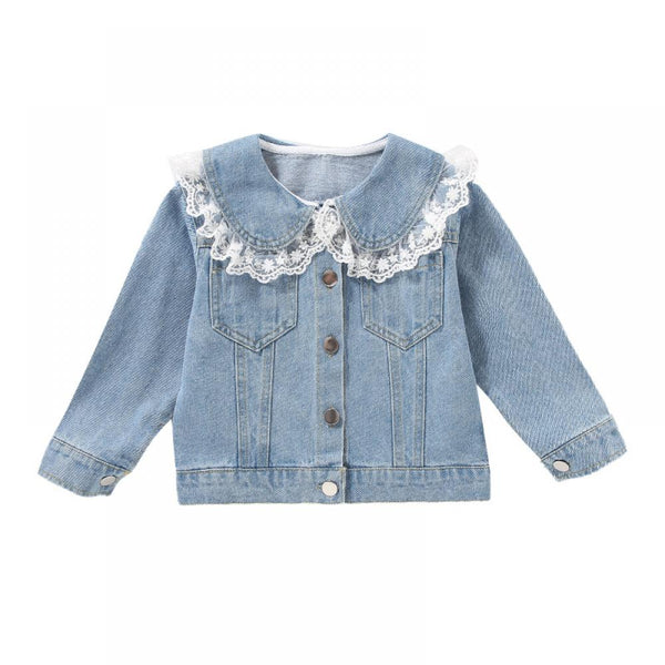 Girls Denim Lace Coat Baby Boutique Clothes Wholesale