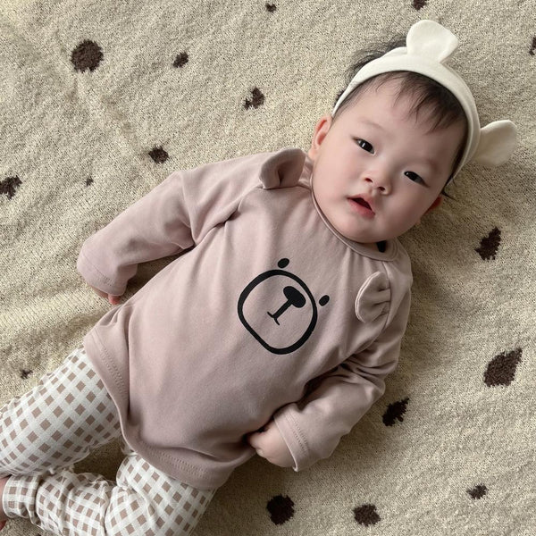 Spring and Autumn Cute Bear Print Infant Bottoming Shirt Set Wholesale Baby Clothes