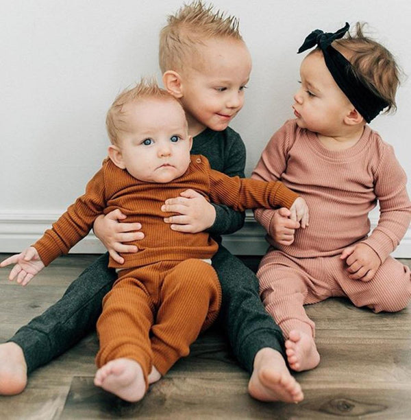 Baby Pit Strip Shoulder Button Long Sleeve Trousers Suit Wholesale Baby Clothes