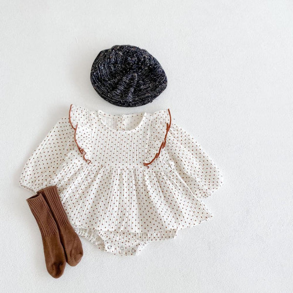 Spring and Autumn Baby Girl Polka Dot Print Romper Wholesale Girls Clothes