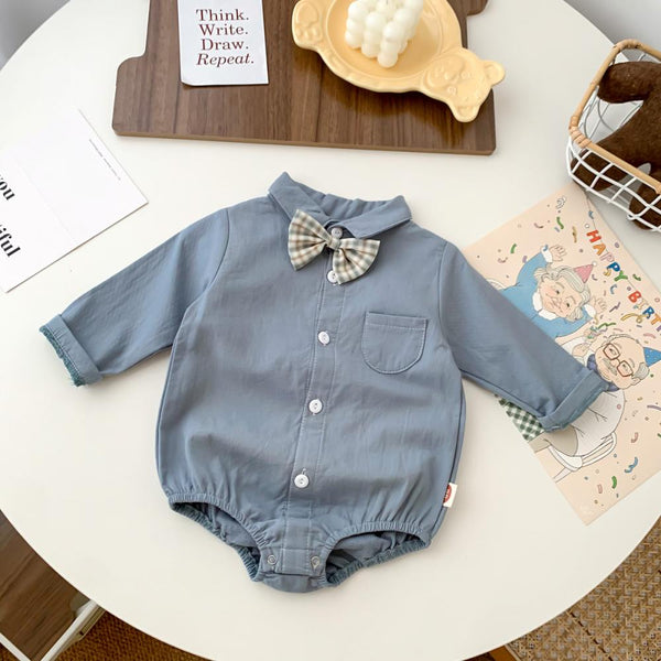 Baby Boy Bow Tie Shirt Romper Wholesale