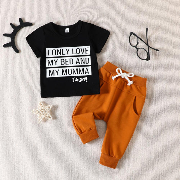 Summer Boys Suit Short Sleeve Letter Print Jacket Pants Suit Wholesale Boys Clothes