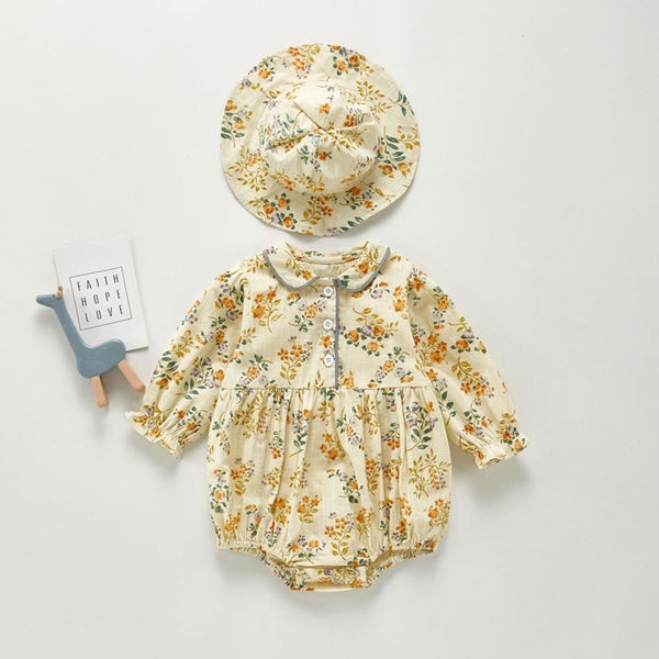 Autumn Baby Doll Collar Long Sleeve Bodysuit Baby Girl Boutique Clothes Wholesale