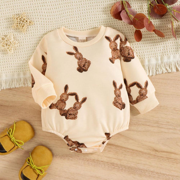Autumn Baby Girl Rabbit Print Romper Wholesale Girls Clothes