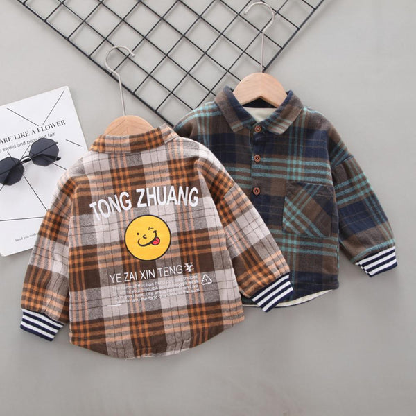 Boys Autumn and Winter Cotton Plaid Shirt Wholesale Baby Clothes