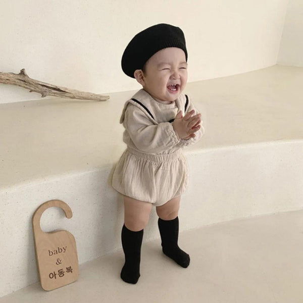 Baby Large Lapel Navy Suit Baby Autumn Top PP Pants Shorts Set Wholesale Baby Clothes