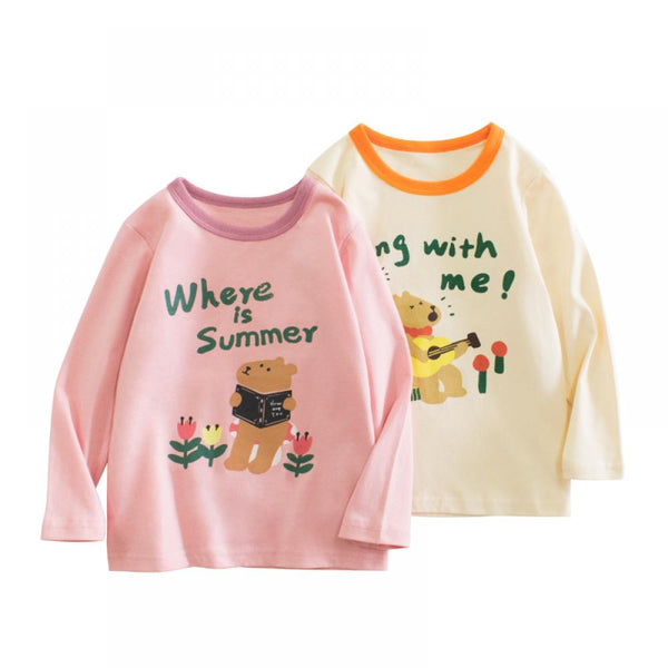 Girls Spring Auutmn Letter Cartoon Top Girls Clothes Wholesale