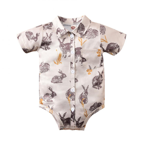 Newborn Baby Boys Romper Rabbit Printed Easter Day Babywear Wholesale