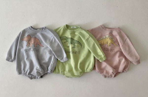 Children's Long-sleeved Bag Fart Shirt Dinosaur Print Romper Autumn Wholesale