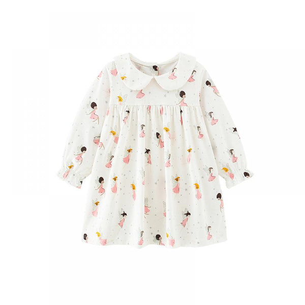 Spring and Autumn Girls Doll Collar Cotton Long Sleeve Dress Wholesale