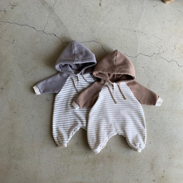 Winter Baby Long-sleeve Stripe Hooded Romper Wholesale Baby Clothes
