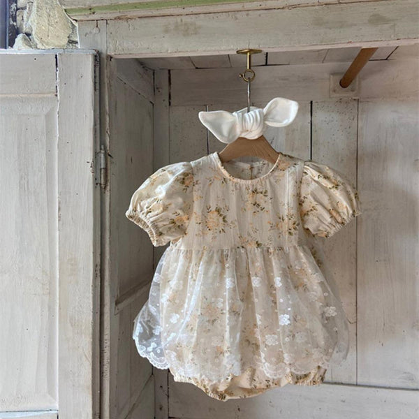 Summer Baby Girl Western Style Floral Mesh Romper Wholesale Baby Children Clothes
