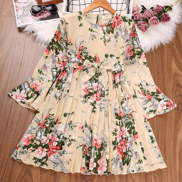 Girls Dress Print Long Sleeve Princess Dress Toddler Girl Boutique Clothing In Bulk