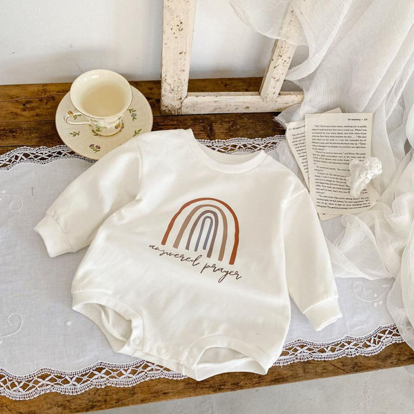 Autumn Baby Sweatshirt Rainbow Print Romper Wholesale Baby Clothes