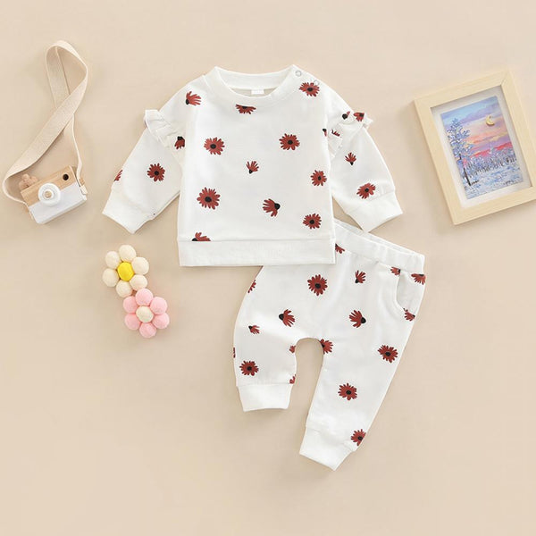 Autumn/Winter Baby Cotton Print Long-sleeve Sweatshirt + Pants Set Wholesale Baby Clothes