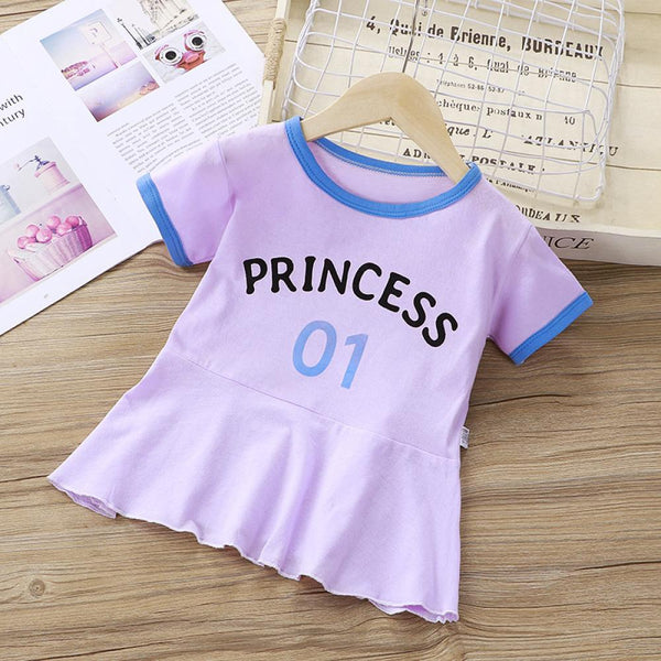 Short Sleeve Princess Dress Summer Girls Dress Wholesale Kids Clothes