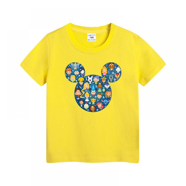 Neutral Toddler Boys Girls Summer Mickey Printed T-shirt 100% Organic Cotton Girl Boutique Clothing Wholesale