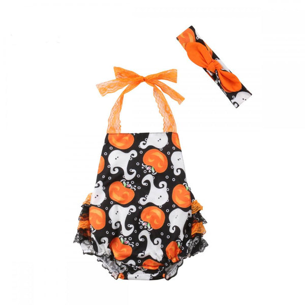 Halloween Girls Print Pendant Long Sleeve Romper Wholesale Baby Clothes